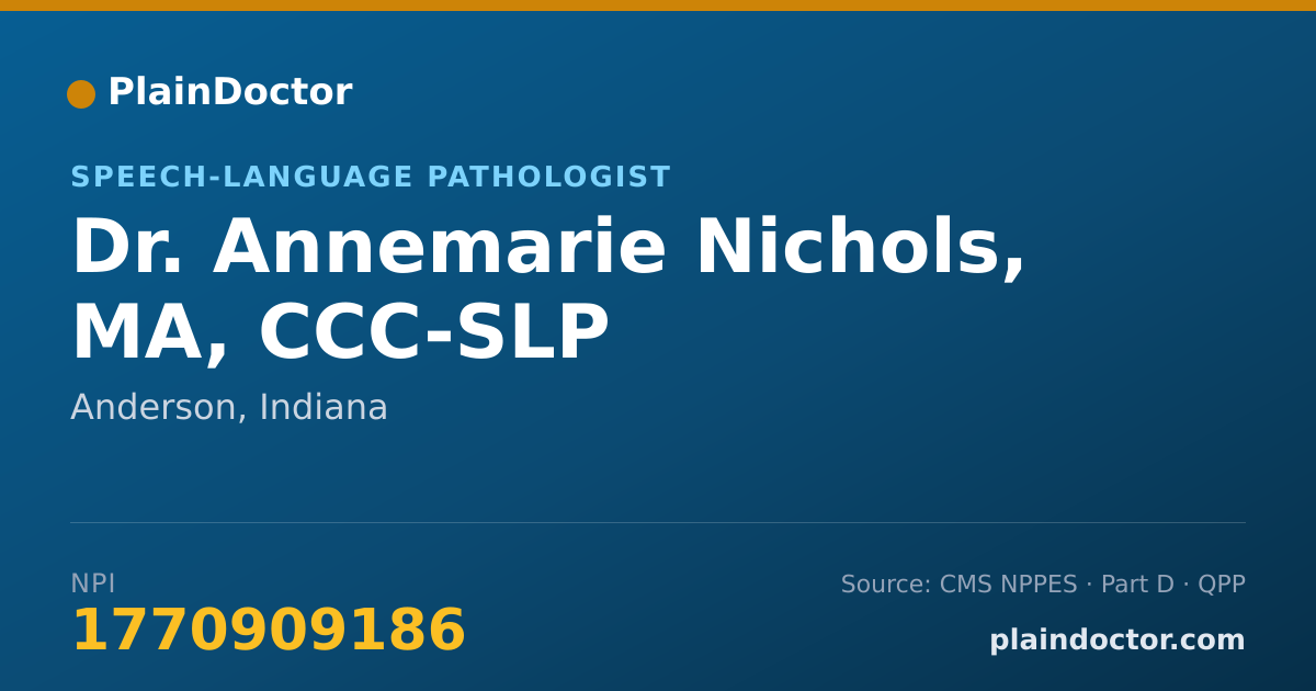 Shareable card for Annemarie Nichols, MA, CCC-SLP - Speech-Language Pathologist, Anderson, IN