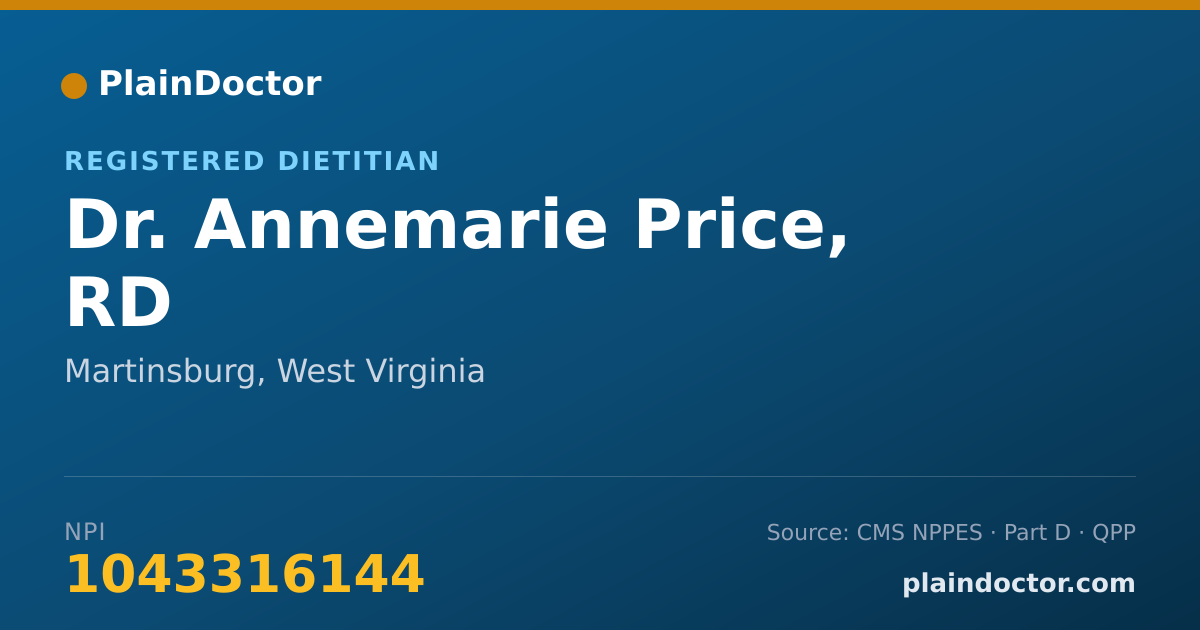 Shareable card for Annemarie Price, RD - Registered Dietitian, Martinsburg, WV