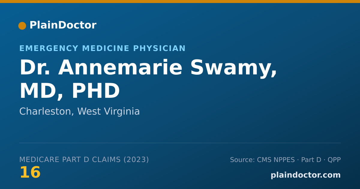 Shareable card for Annemarie Swamy, MD, PHD - Emergency Medicine Physician, Charleston, WV