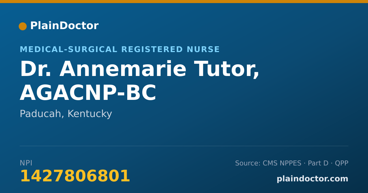 Shareable card for Annemarie Tutor, AGACNP-BC - Medical-Surgical Registered Nurse, Paducah, KY