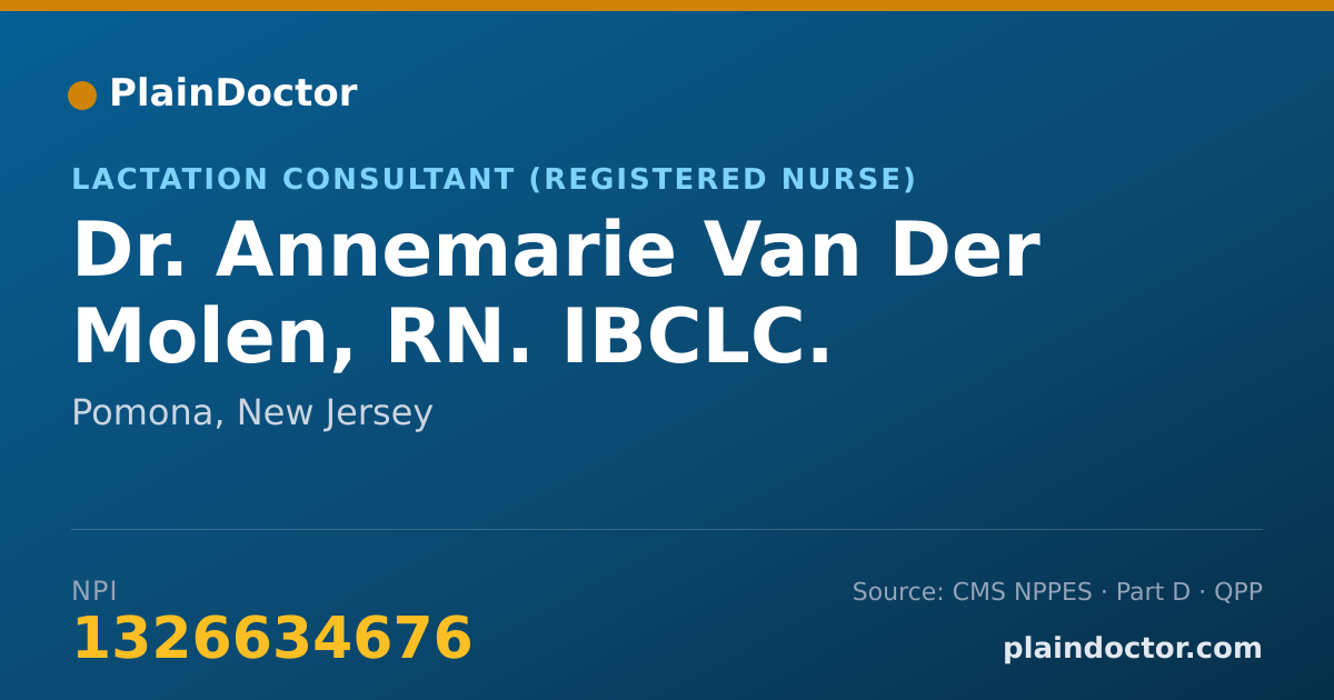 Shareable card for Annemarie Van Der Molen, RN. IBCLC. - Lactation Consultant (Registered Nurse), Pomona, NJ