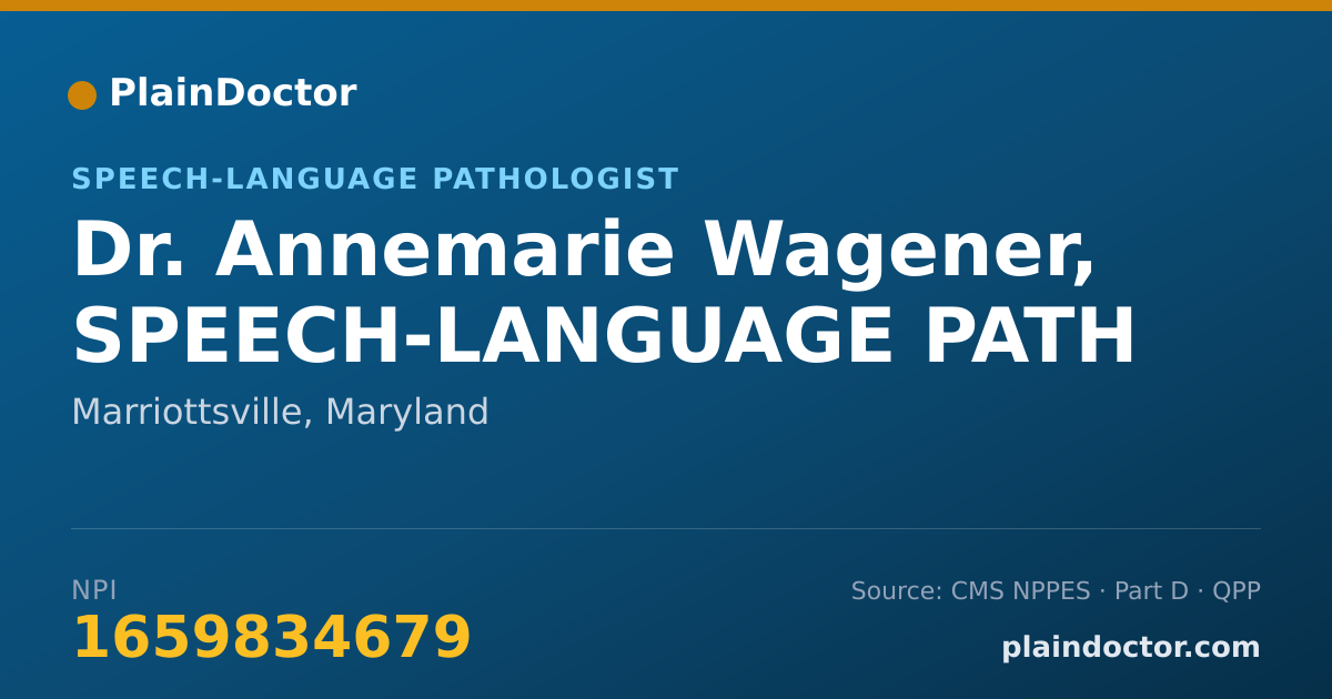 Shareable card for Annemarie Wagener, SPEECH-LANGUAGE PATH - Speech-Language Pathologist, Marriottsville, MD
