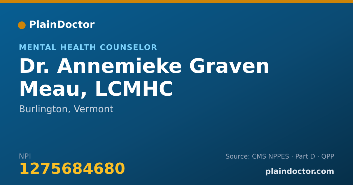 Shareable card for Annemieke Graven Meau, LCMHC - Mental Health Counselor, Burlington, VT