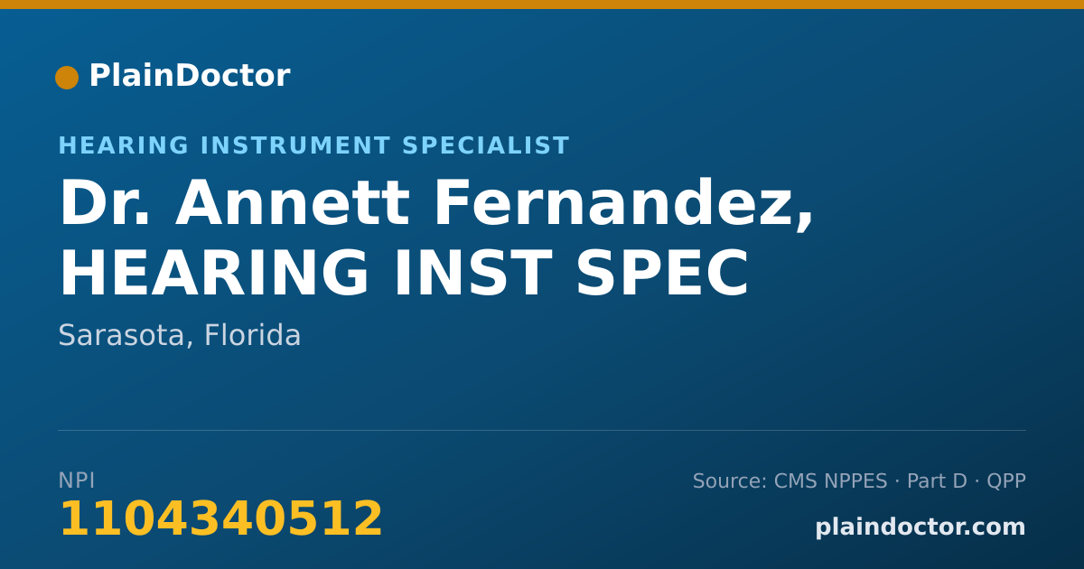 Shareable card for Annett Fernandez, HEARING INST SPEC - Hearing Instrument Specialist, Sarasota, FL