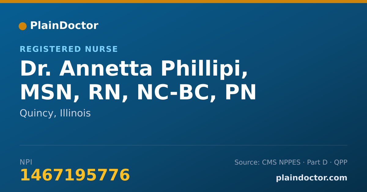 Shareable card for Annetta Phillipi, MSN, RN, NC-BC, PN - Registered Nurse, Quincy, IL