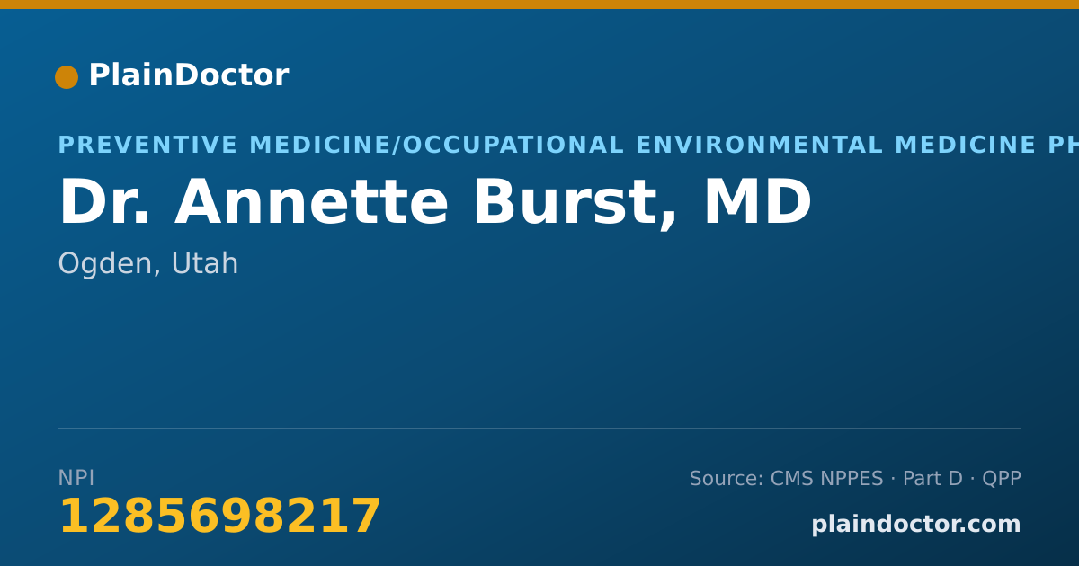Shareable card for Annette Burst, MD - Preventive Medicine/Occupational Environmental Medicine Physician, Ogden, UT