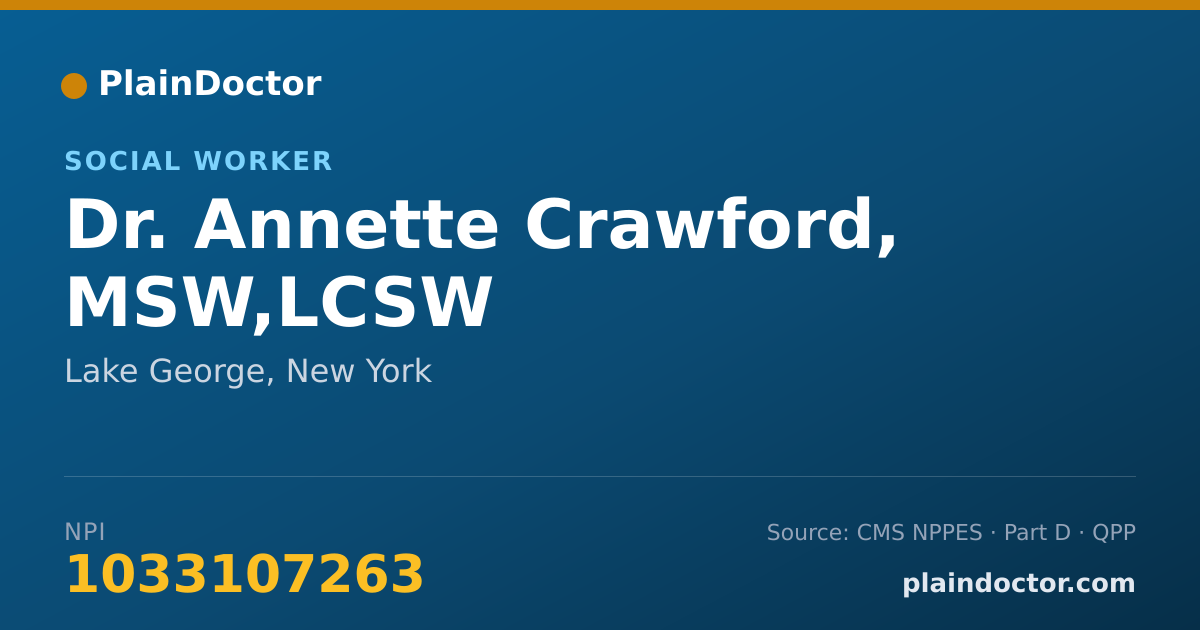 Shareable card for Annette Crawford, MSW,LCSW - Social Worker, Lake George, NY