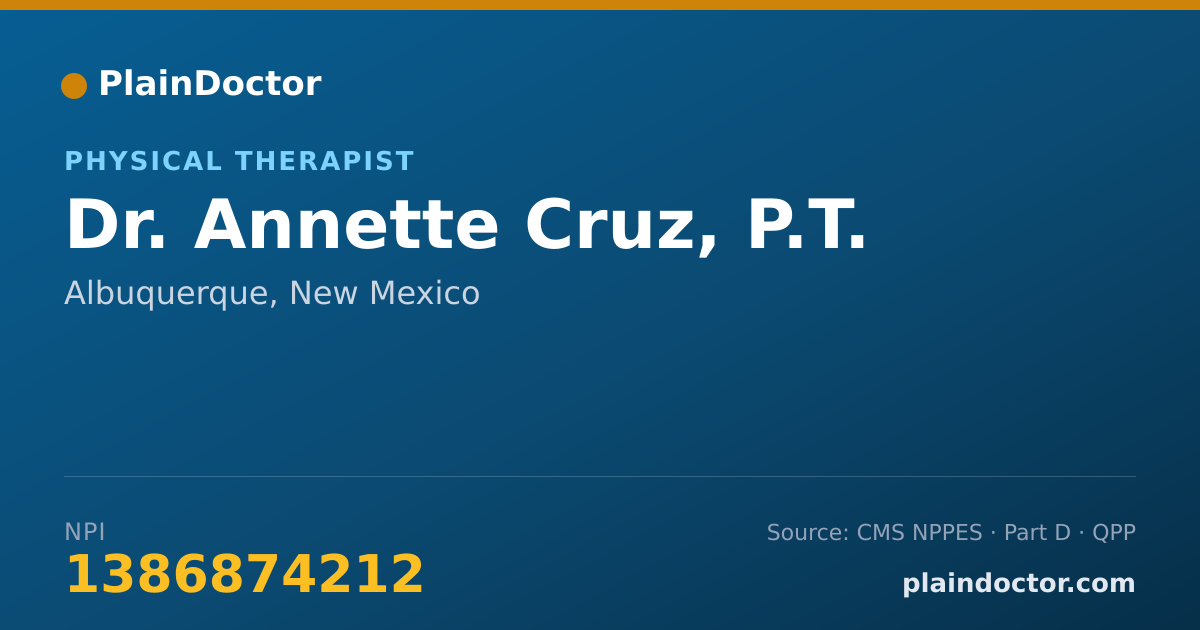 Shareable card for Annette Cruz, P.T. - Physical Therapist, Albuquerque, NM