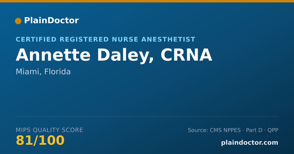 Shareable card for Annette Daley, CRNA - Certified Registered Nurse Anesthetist, Miami, FL