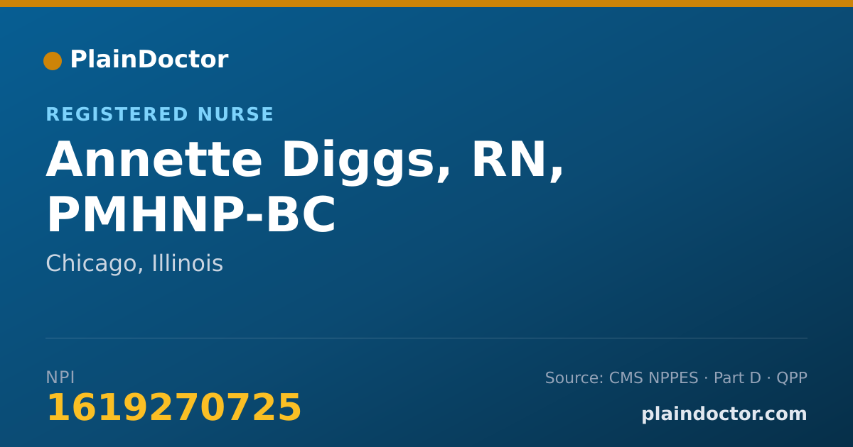 Shareable card for Annette Diggs, RN, PMHNP-BC - Registered Nurse, Chicago, IL