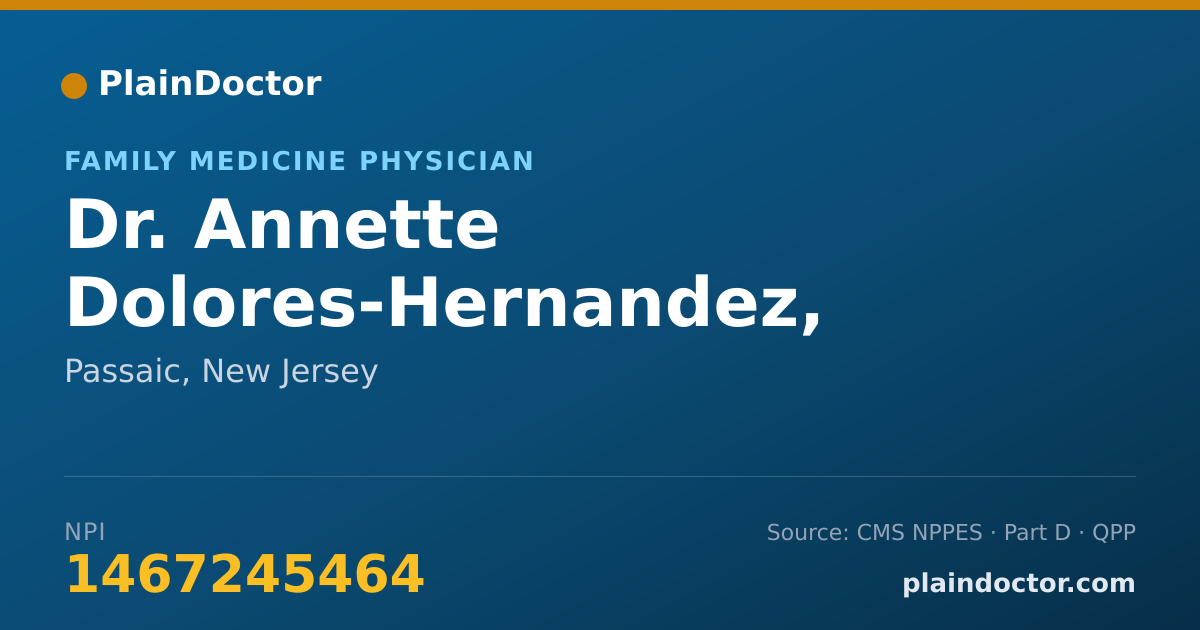 Shareable card for Annette Dolores-Hernandez, APN, FNP-C - Family Medicine Physician, Passaic, NJ
