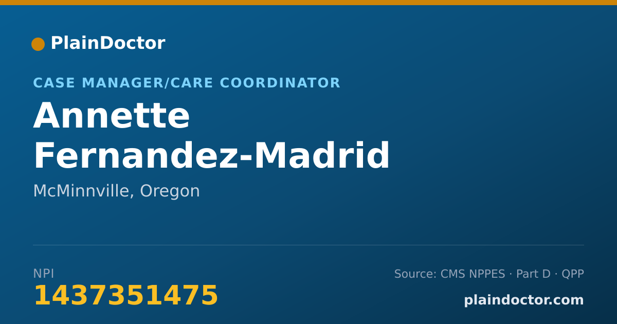 Shareable card for Annette Fernandez-Madrid - Case Manager/Care Coordinator, McMinnville, OR