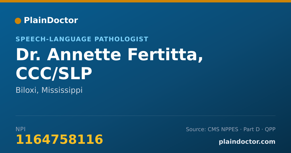 Shareable card for Annette Fertitta, CCC/SLP - Speech-Language Pathologist, Biloxi, MS