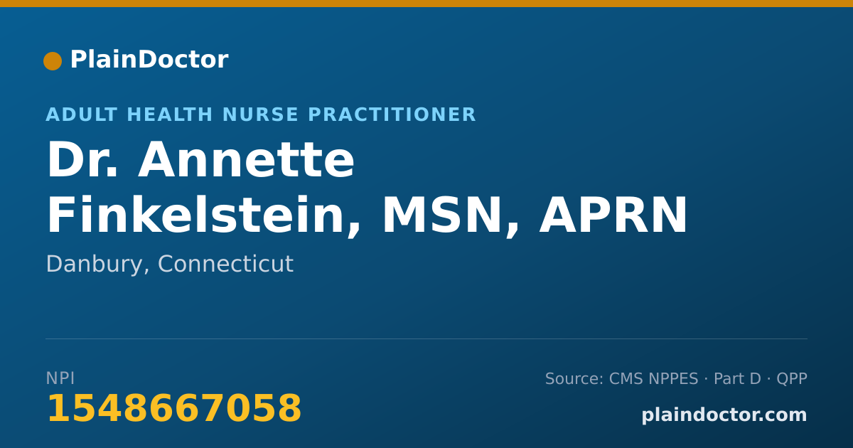 Shareable card for Annette Finkelstein, MSN, APRN - Adult Health Nurse Practitioner, Danbury, CT