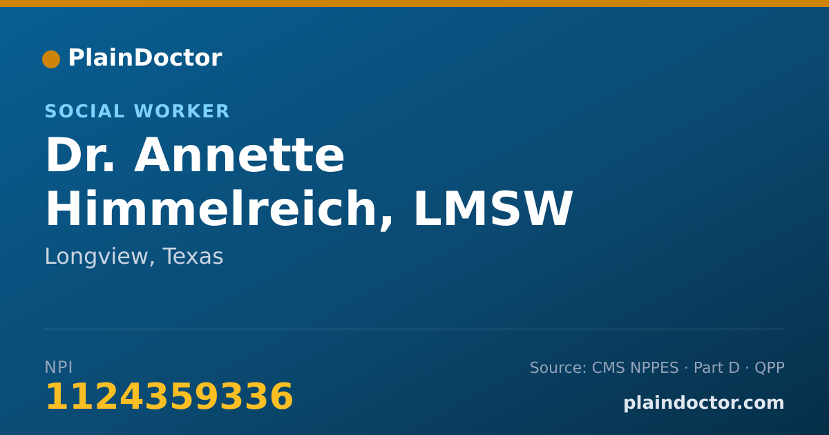 Shareable card for Annette Himmelreich, LMSW - Social Worker, Longview, TX