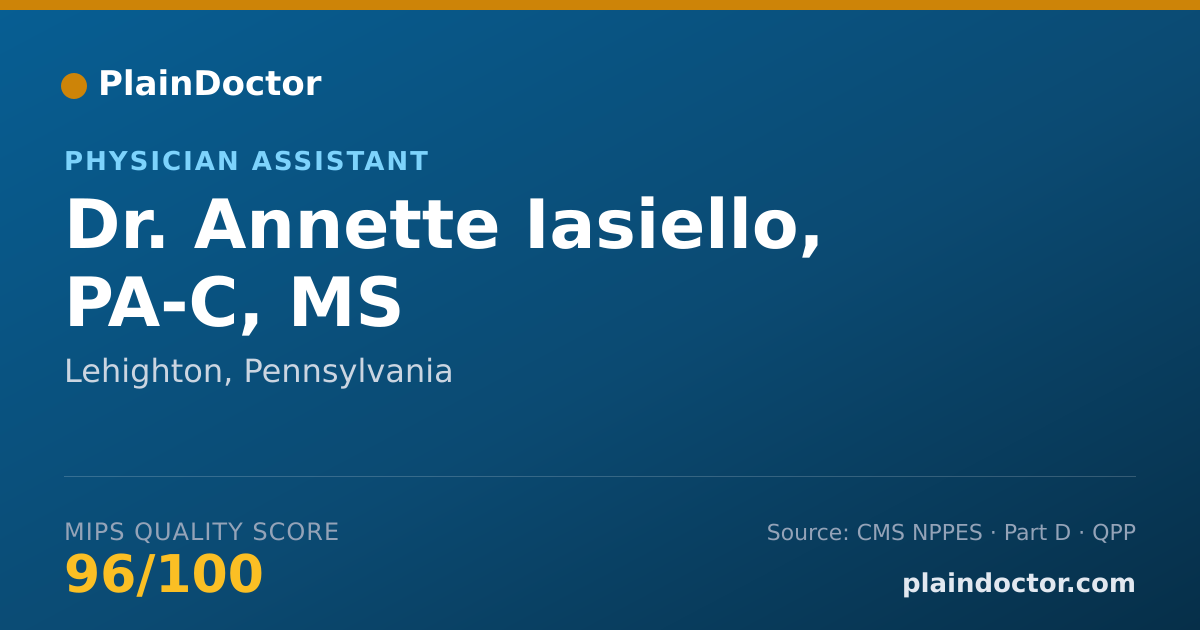 Shareable card for Annette Iasiello, PA-C, MS - Physician Assistant, Lehighton, PA