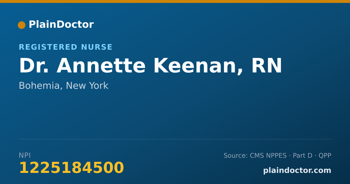 Shareable card for Annette Keenan, RN - Registered Nurse, Bohemia, NY