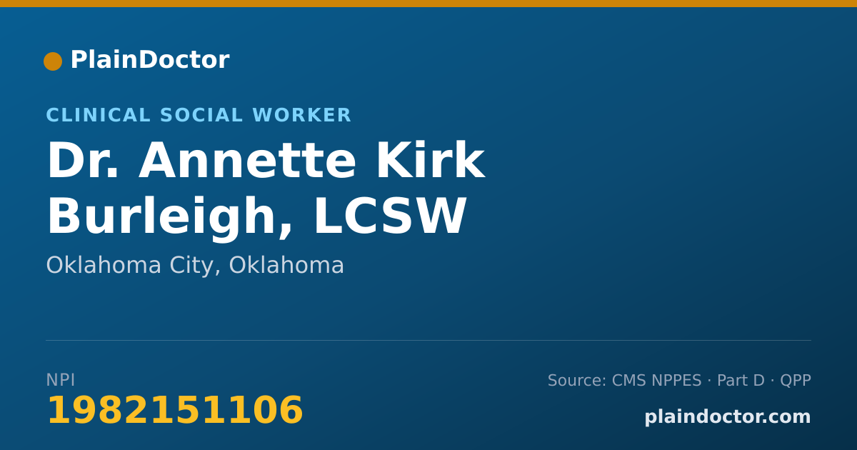 Shareable card for Annette Kirk Burleigh, LCSW - Clinical Social Worker, Oklahoma City, OK