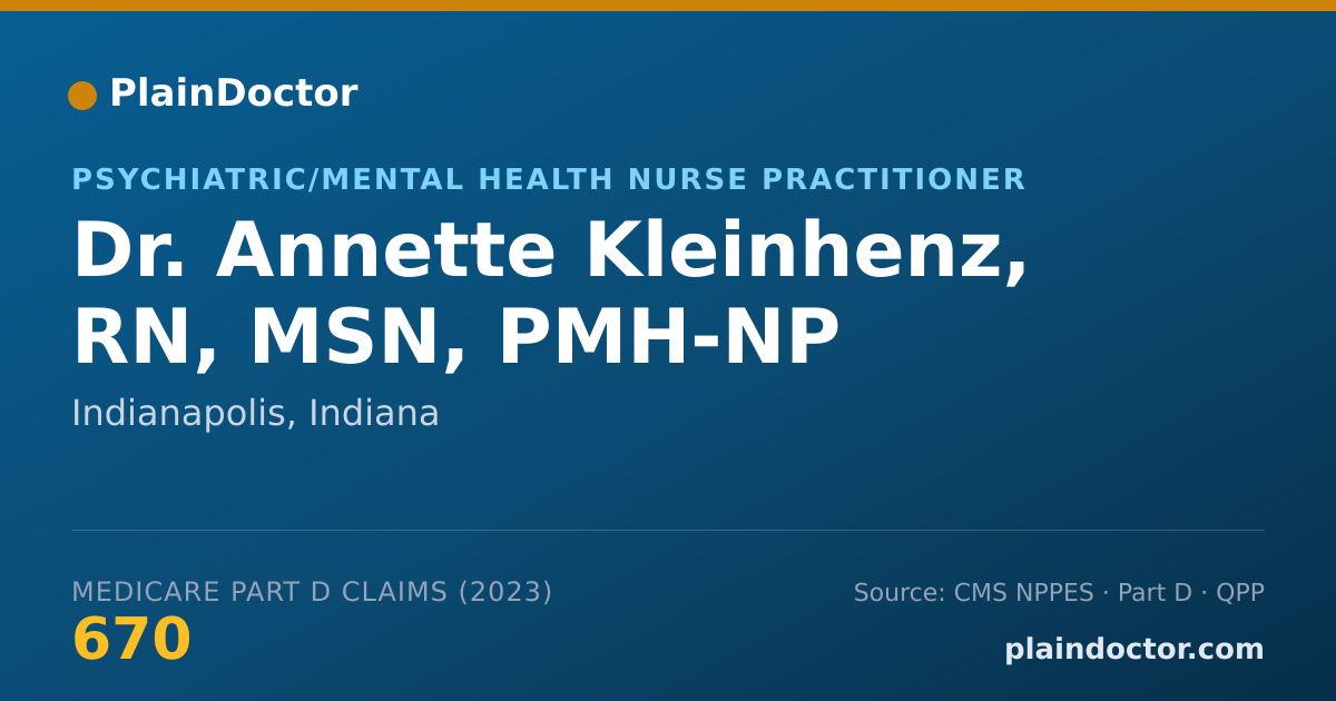 Shareable card for Annette Kleinhenz, RN, MSN, PMH-NP - Psychiatric/Mental Health Nurse Practitioner, Indianapolis, IN