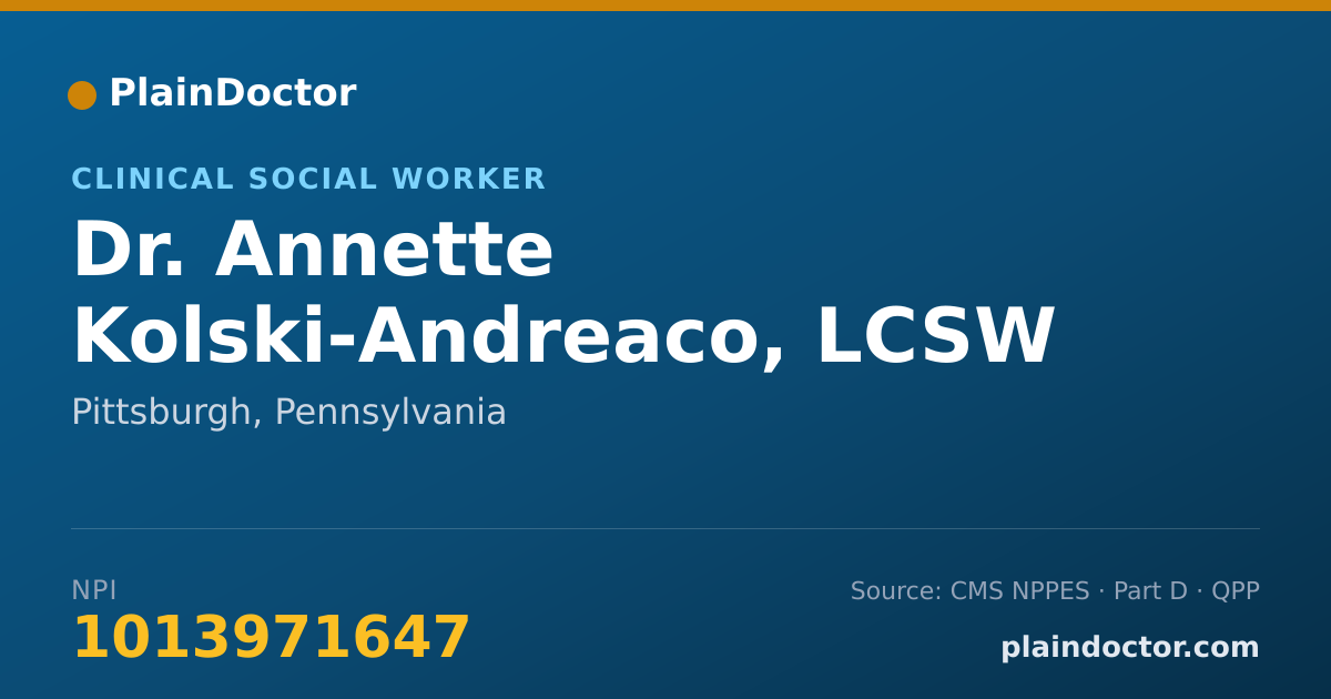 Shareable card for Annette Kolski-Andreaco, LCSW - Clinical Social Worker, Pittsburgh, PA