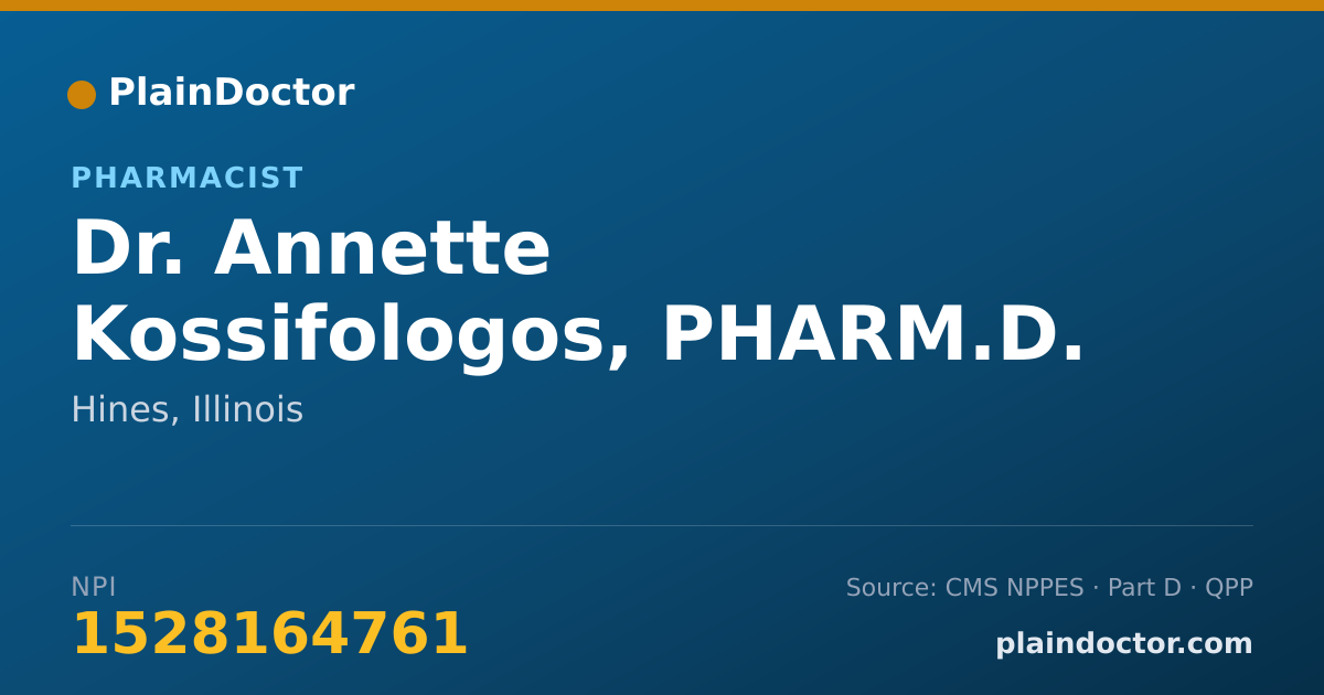 Shareable card for Annette Kossifologos, PHARM.D. - Pharmacist, Hines, IL