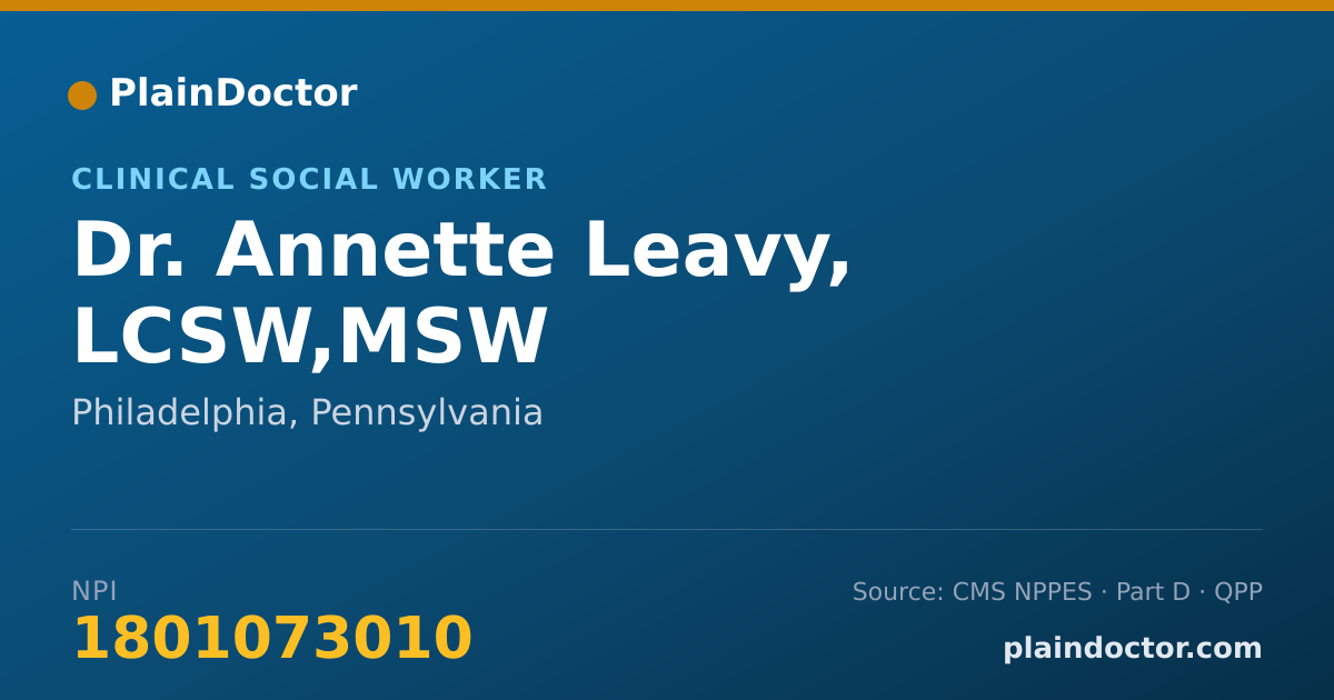 Shareable card for Annette Leavy, LCSW,MSW - Clinical Social Worker, Philadelphia, PA