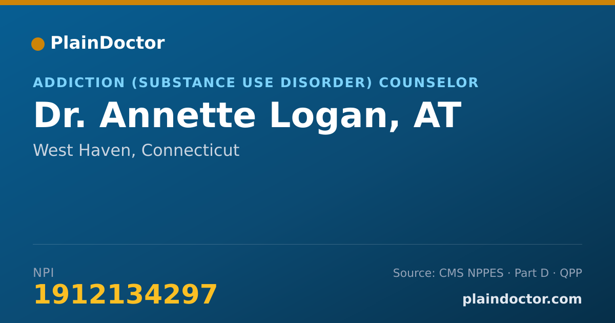 Shareable card for Annette Logan, AT - Addiction (Substance Use Disorder) Counselor, West Haven, CT