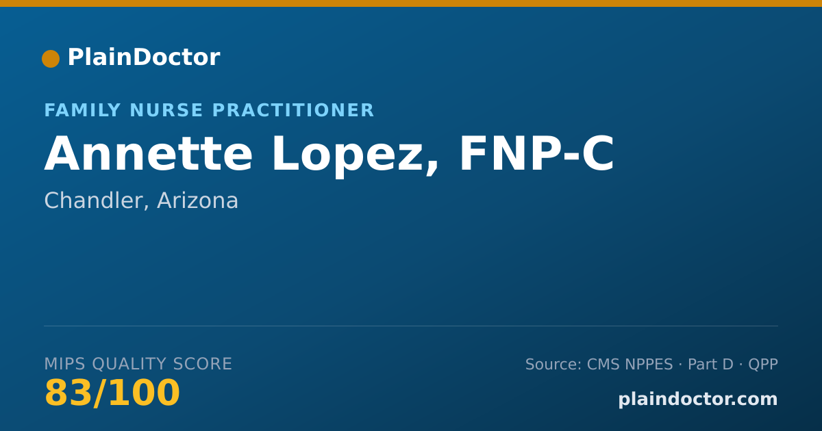 Shareable card for Annette Lopez, FNP-C - Family Nurse Practitioner, Chandler, AZ
