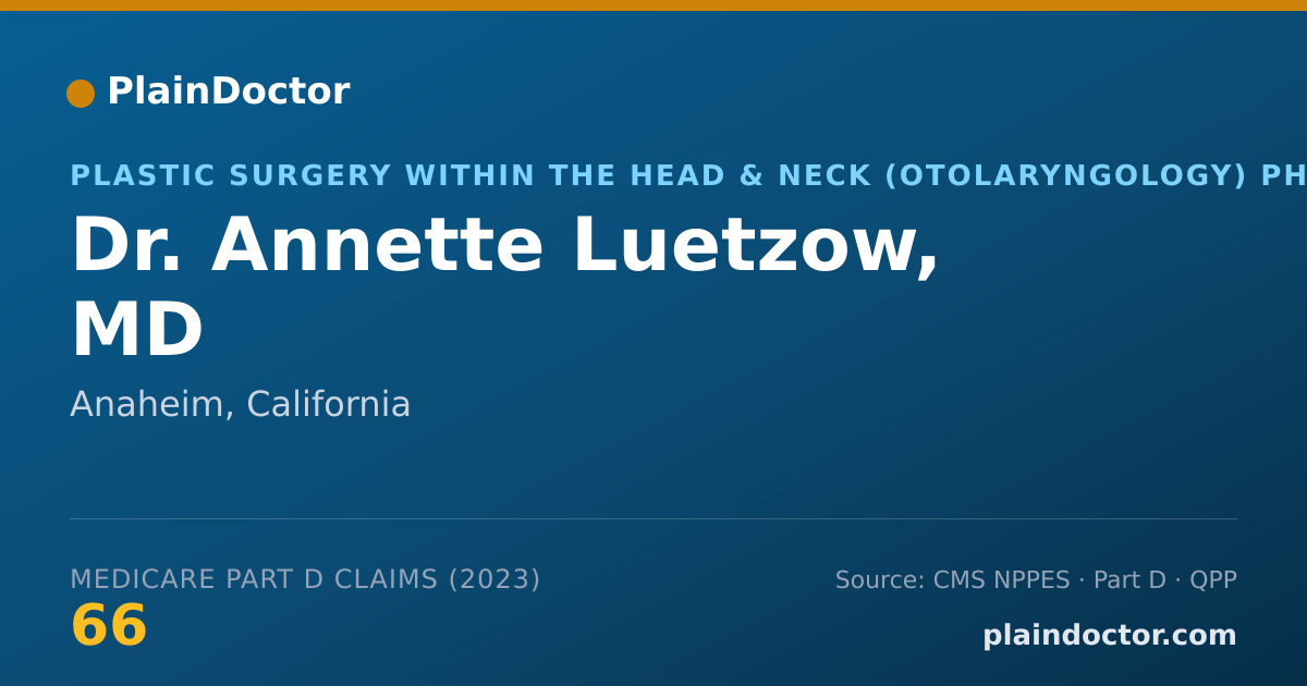 Shareable card for Annette Luetzow, MD - Plastic Surgery within the Head & Neck (Otolaryngology) Physician, Anaheim, CA