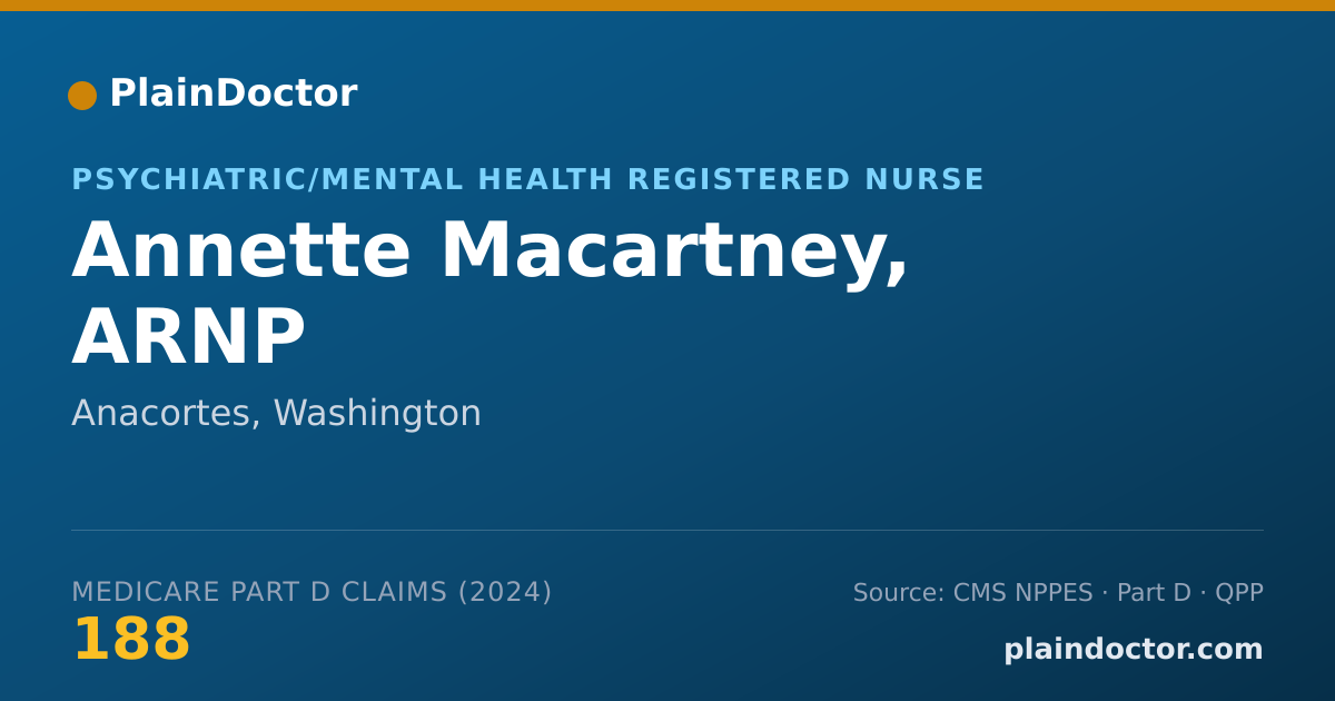 Shareable card for Annette Macartney, ARNP - Psychiatric/Mental Health Registered Nurse, Anacortes, WA