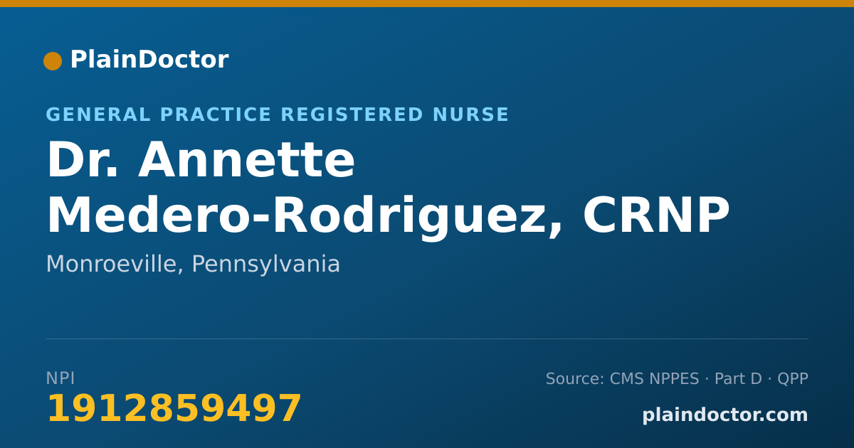 Shareable card for Annette Medero-Rodriguez, CRNP - General Practice Registered Nurse, Monroeville, PA