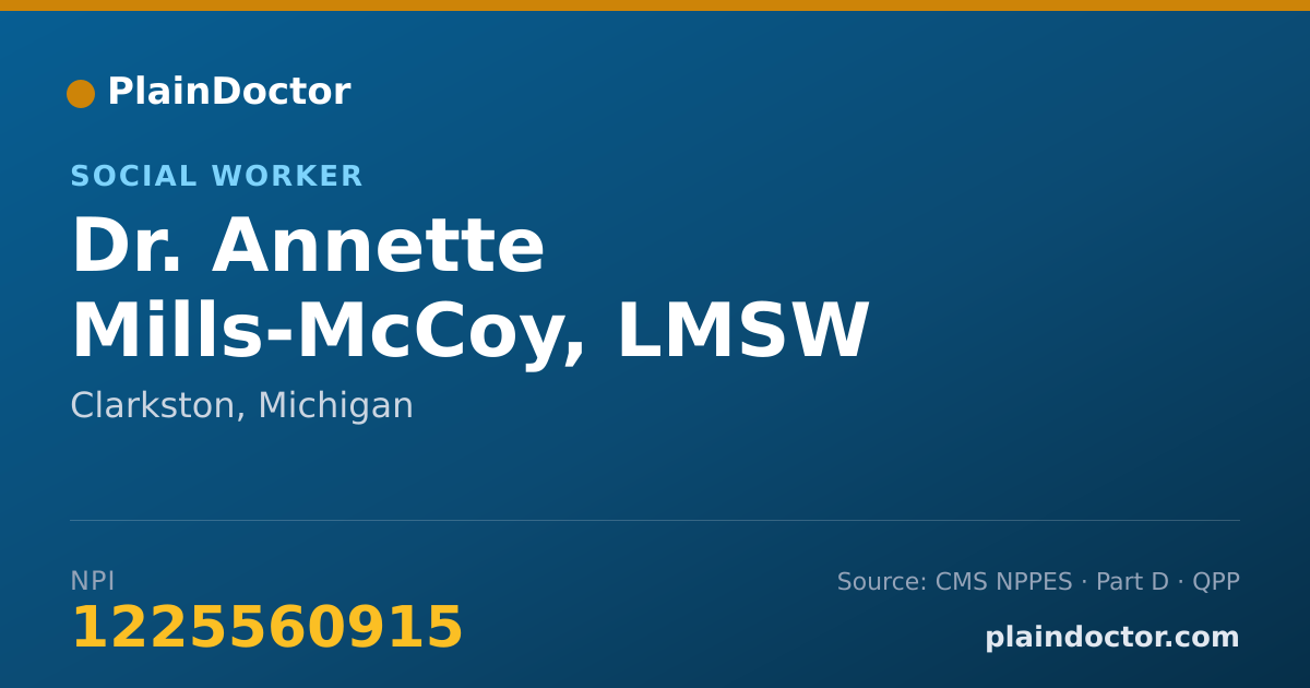 Shareable card for Annette Mills-McCoy, LMSW - Social Worker, Clarkston, MI