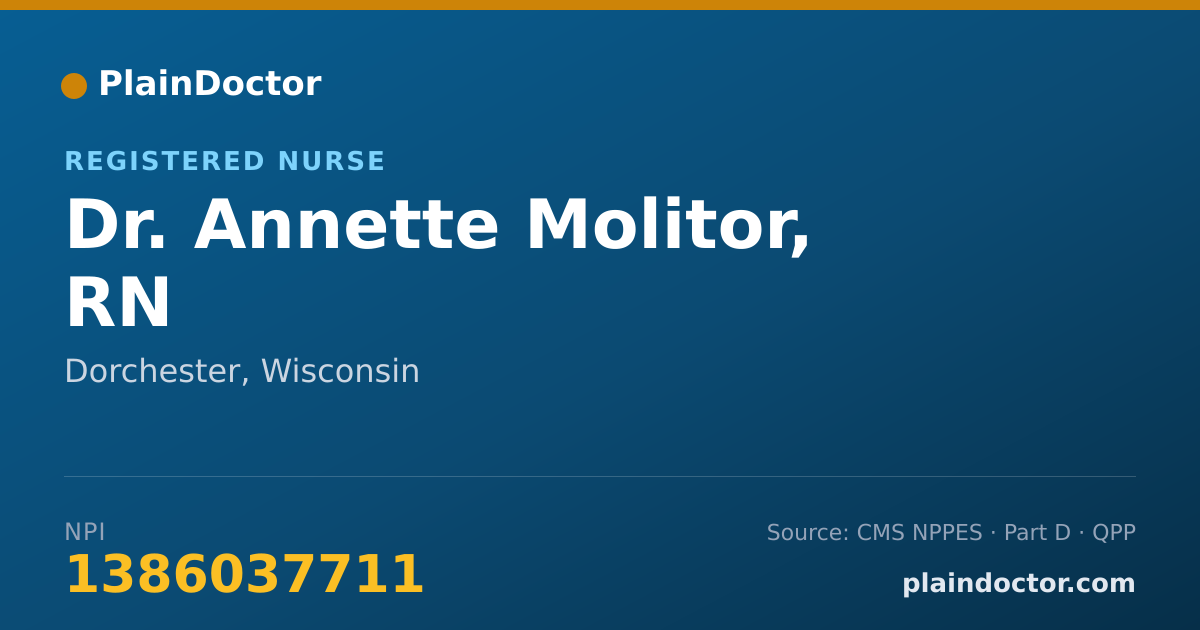 Shareable card for Annette Molitor, RN - Registered Nurse, Dorchester, WI