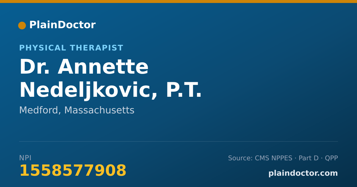 Shareable card for Annette Nedeljkovic, P.T. - Physical Therapist, Medford, MA