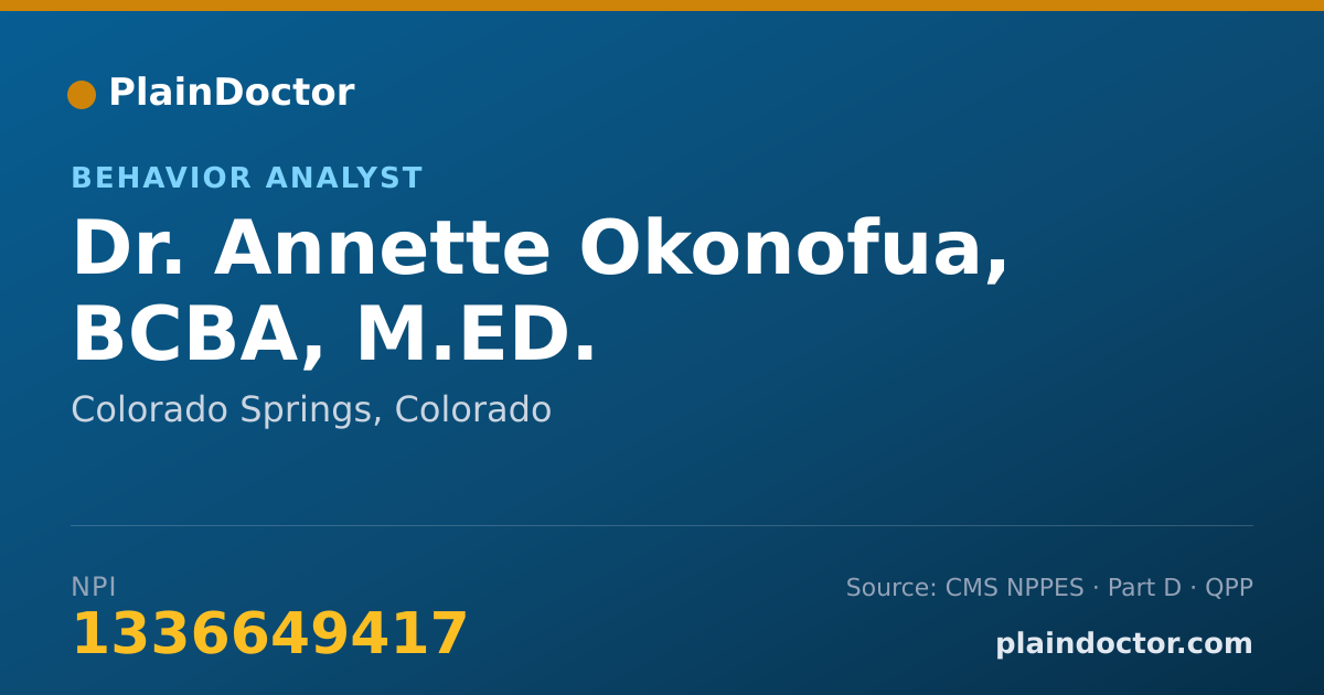 Shareable card for Annette Okonofua, BCBA, M.ED. - Behavior Analyst, Colorado Springs, CO