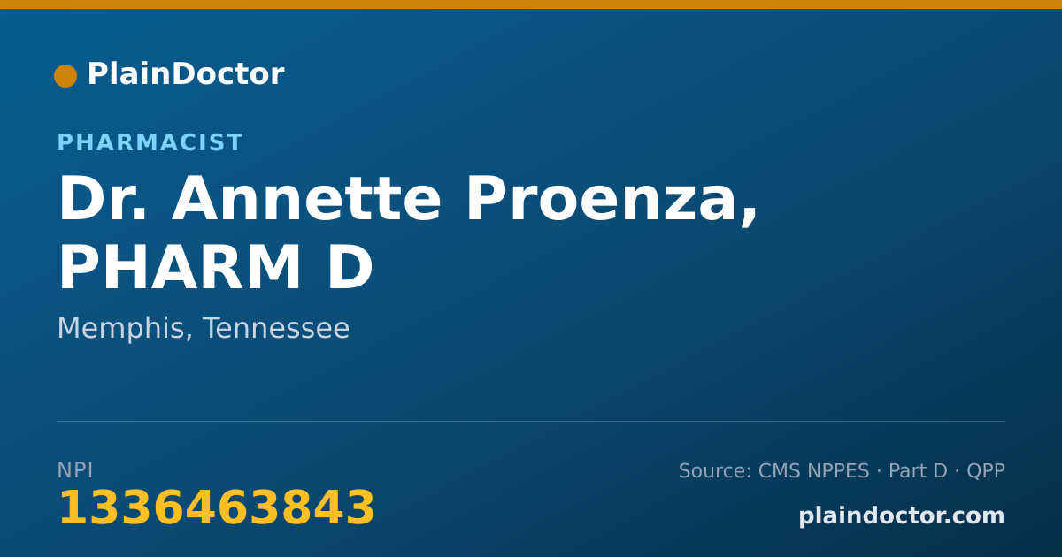 Shareable card for Annette Proenza, PHARM D - Pharmacist, Memphis, TN