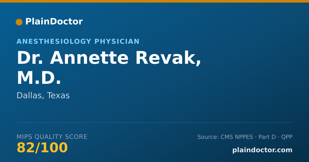 Shareable card for Annette Revak, M.D. - Anesthesiology Physician, Dallas, TX