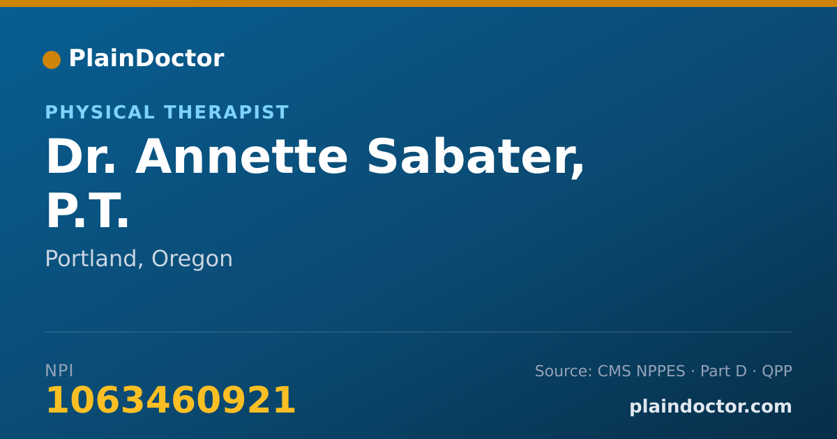 Shareable card for Annette Sabater, P.T. - Physical Therapist, Portland, OR