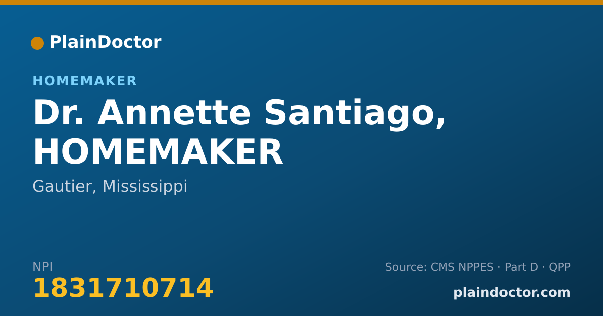 Shareable card for Annette Santiago, HOMEMAKER - Homemaker, Gautier, MS