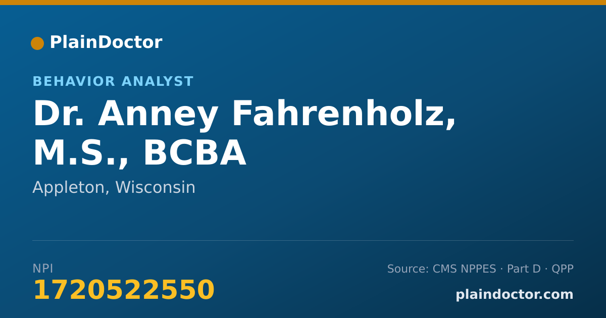Shareable card for Anney Fahrenholz, M.S., BCBA - Behavior Analyst, Appleton, WI