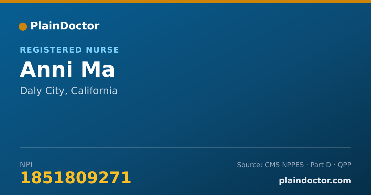 Shareable card for Anni Ma - Registered Nurse, Daly City, CA