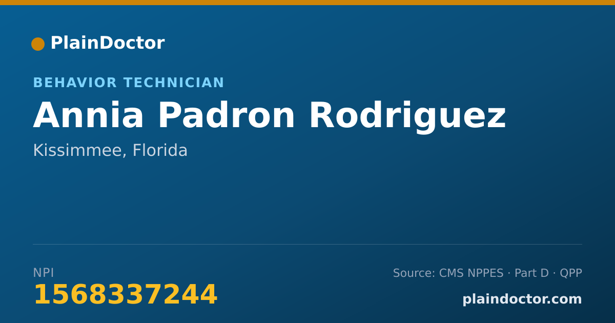 Shareable card for Annia Padron Rodriguez - Behavior Technician, Kissimmee, FL