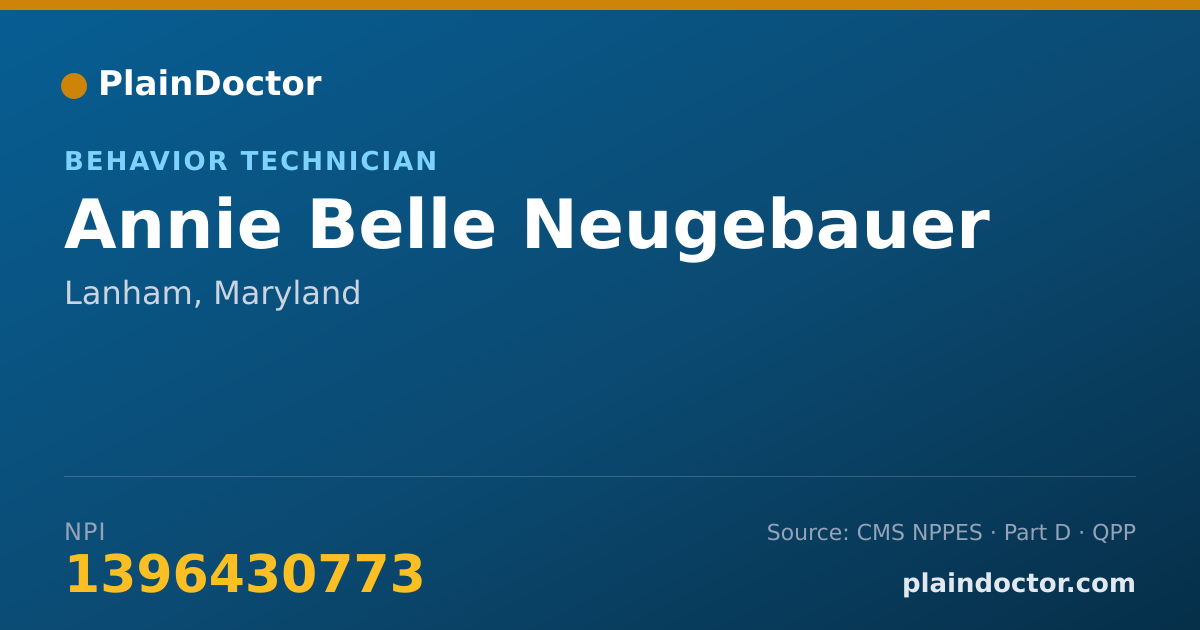 Shareable card for Annie Belle Neugebauer - Behavior Technician, Lanham, MD