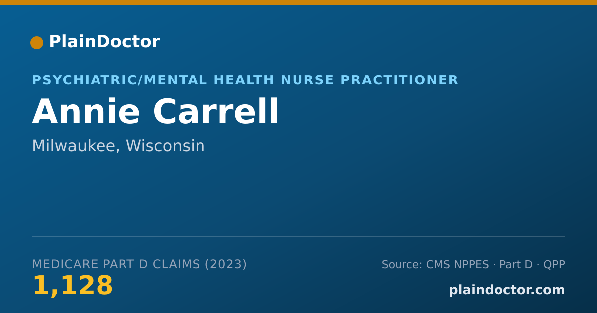 Shareable card for Annie Carrell - Psychiatric/Mental Health Nurse Practitioner, Milwaukee, WI