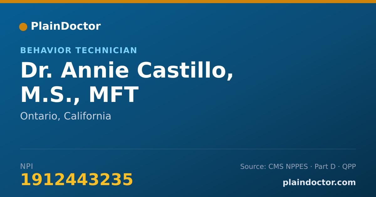 Shareable card for Annie Castillo, M.S., MFT - Behavior Technician, Ontario, CA