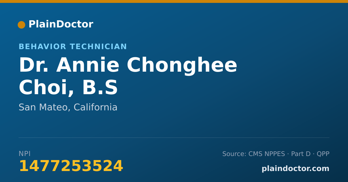 Shareable card for Annie Chonghee Choi, B.S - Behavior Technician, San Mateo, CA