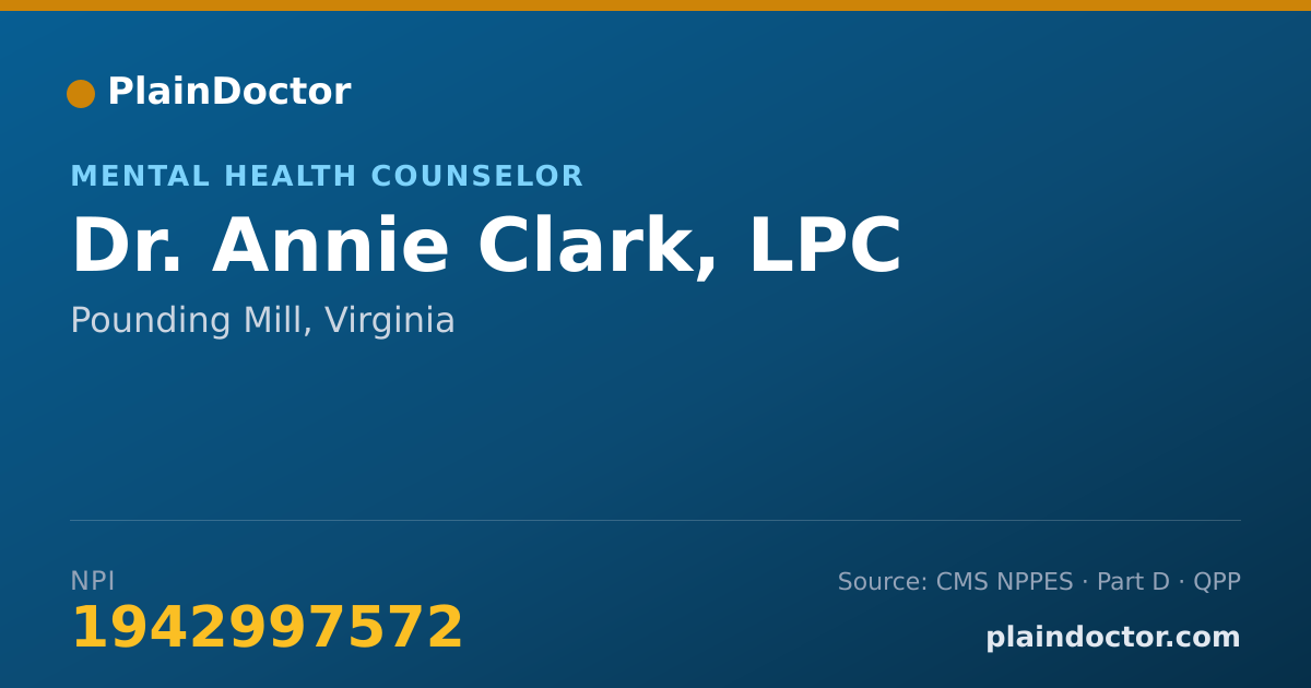 Shareable card for Annie Clark, LPC - Mental Health Counselor, Pounding Mill, VA