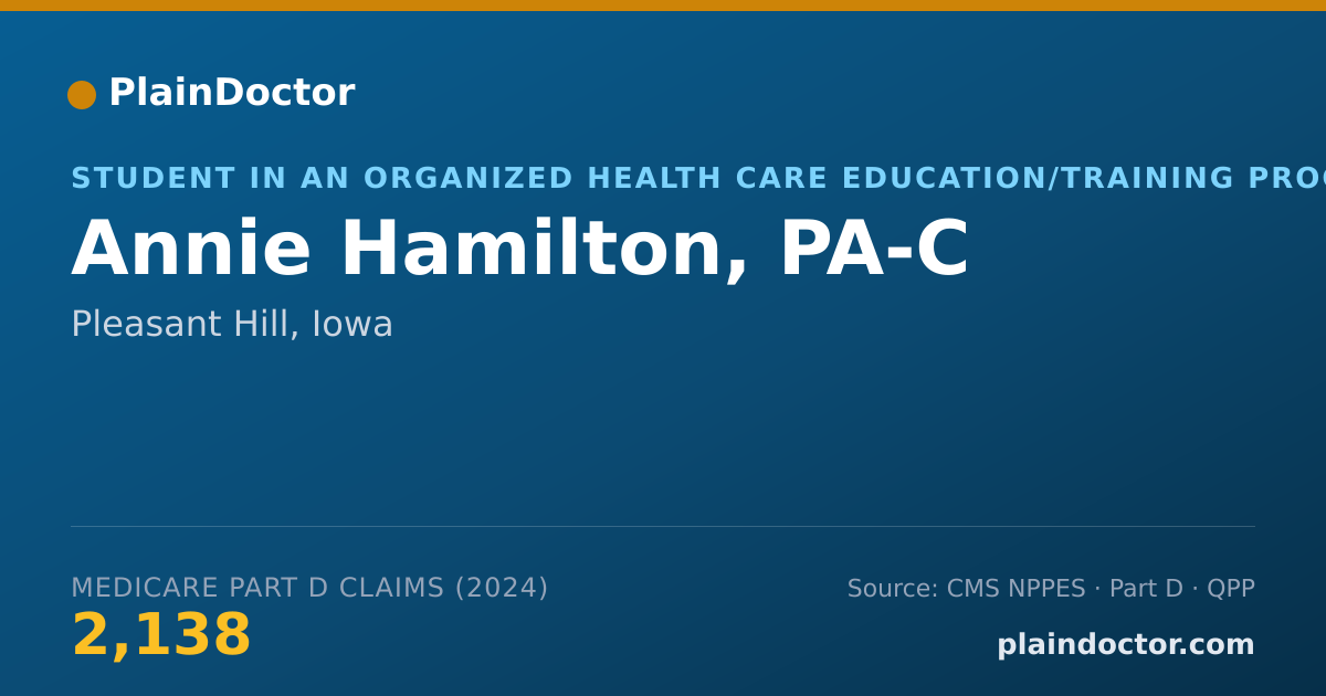 Shareable card for Annie Hamilton, PA-C - Student in an Organized Health Care Education/Training Program, Pleasant Hill, IA