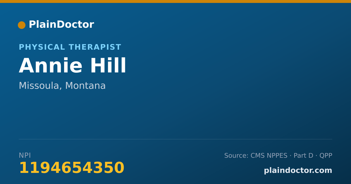 Shareable card for Annie Hill - Physical Therapist, Missoula, MT