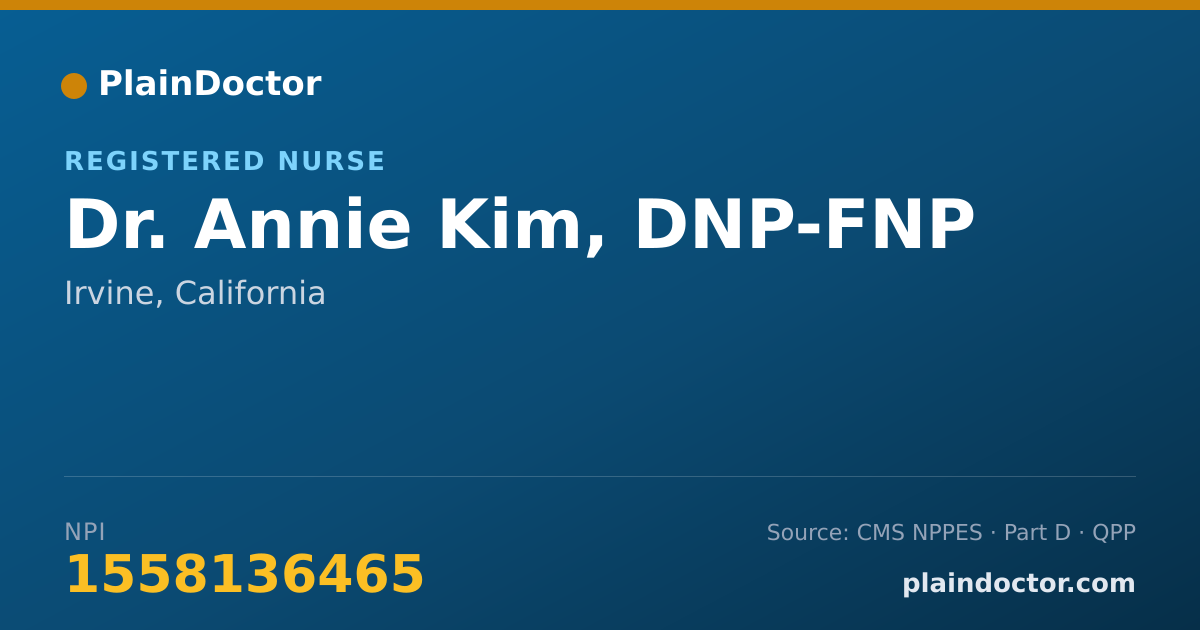 Shareable card for Annie Kim, DNP-FNP - Registered Nurse, Irvine, CA